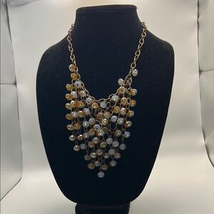 Gold and Blue Cascading Necklace with Vintage Charm